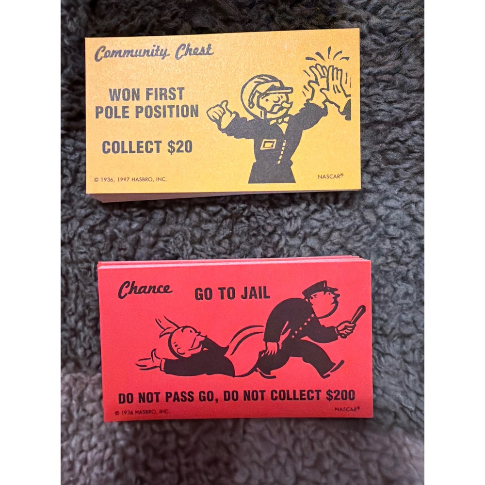 Vintage 1997 Monopoly‎ NASCAR Edition Community Chest & Chance Replacement Cards